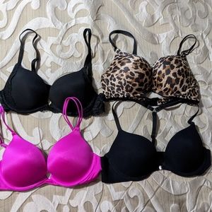 Victoria Secret, Pink and Calvin Klein Total 4 - Bombshell & Push Ups Size 34 B